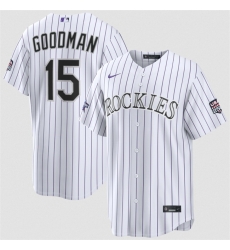 Men Colorado Rockies  15 Hunter Goodman White 2026 All Star Game   USA 250 Patch Stitched Baseball Jersey