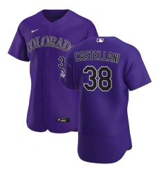 Men Colorado Rockies 38 Ryan Castellani Men Nike Purple Alternate 2020 Flex Base Player MLB Jersey