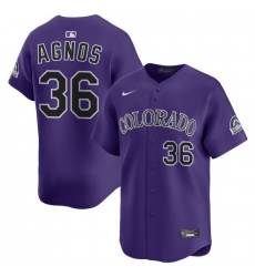 Men Colorado Rockies Nike Purple Alternate Limited Jersey Agnos Zach 36