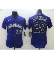 Men Nike Colorado Rockies 28 Nolan Arenado Nike Alternate 2020 MLB Player Jersey Purple