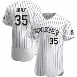 Men Nike Colorado Rockies 35 Jairo Diaz White Flex Base MLB Jersey