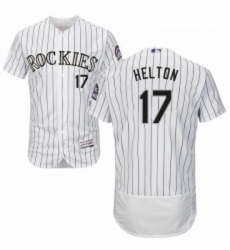 Mens Majestic Colorado Rockies 17 Todd Helton White Home Flex Base Authentic Collection MLB Jersey