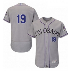 Mens Majestic Colorado Rockies 19 Charlie Blackmon Grey Road Flex Base Authentic Collection MLB Jersey