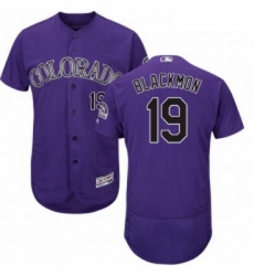 Mens Majestic Colorado Rockies 19 Charlie Blackmon Purple Alternate Flex Base Authentic Collection MLB Jersey