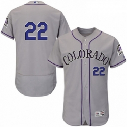 Mens Majestic Colorado Rockies 22 Chris Iannetta Grey Road Flex Base Authentic Collection MLB Jersey