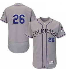 Mens Majestic Colorado Rockies 26 David Dahl Grey Road Flex Base Authentic Collection MLB Jersey