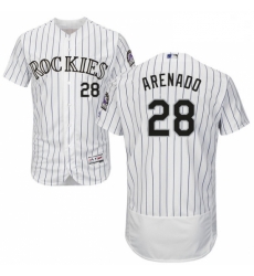 Mens Majestic Colorado Rockies 28 Nolan Arenado White Home Flex Base Authentic Collection MLB Jersey