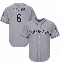 Mens Majestic Colorado Rockies 6 Daniel Castro Replica Grey Road Cool Base MLB Jersey 