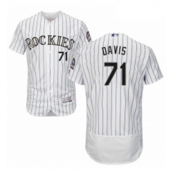 Mens Majestic Colorado Rockies 71 Wade Davis White Home Flex Base Authentic Collection MLB Jersey