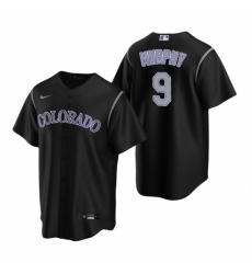 Mens Nike Colorado Rockies 9 Daniel Murphy Black Alternate Stitched Baseball Jersey