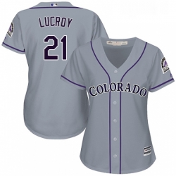 Womens Majestic Colorado Rockies 21 Jonathan Lucroy Replica Grey Road Cool Base MLB Jersey 