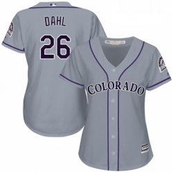 Womens Majestic Colorado Rockies 26 David Dahl Authentic Grey Road Cool Base MLB Jersey 