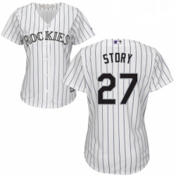 Womens Majestic Colorado Rockies 27 Trevor Story Replica White Home Cool Base MLB Jersey