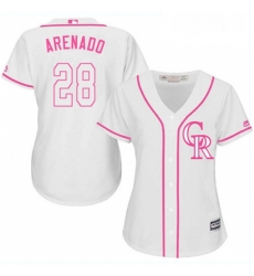 Womens Majestic Colorado Rockies 28 Nolan Arenado Authentic White Fashion Cool Base MLB Jersey