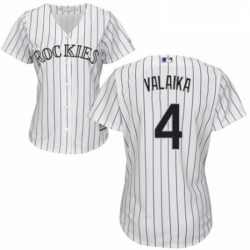 Womens Majestic Colorado Rockies 4 Pat Valaika Authentic White Home Cool Base MLB Jersey 