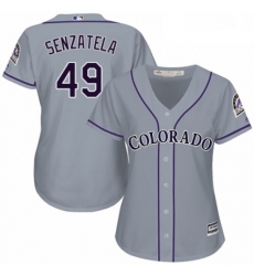 Womens Majestic Colorado Rockies 49 Antonio Senzatela Replica Grey Road Cool Base MLB Jersey 