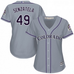 Womens Majestic Colorado Rockies 49 Antonio Senzatela Replica Grey Road Cool Base MLB Jersey 