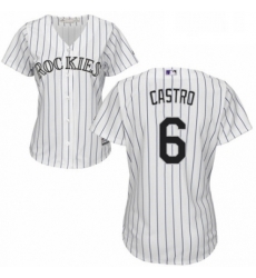 Womens Majestic Colorado Rockies 6 Daniel Castro Authentic White Home Cool Base MLB Jersey 