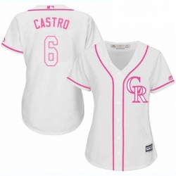 Womens Majestic Colorado Rockies 6 Daniel Castro Replica White Fashion Cool Base MLB Jersey 