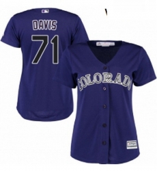 Womens Majestic Colorado Rockies 71 Wade Davis Authentic Purple Alternate 1 Cool Base MLB Jersey 