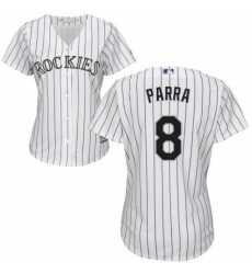 Womens Majestic Colorado Rockies 8 Gerardo Parra Replica White Home Cool Base MLB Jersey