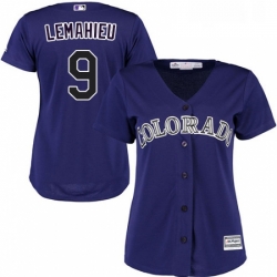 Womens Majestic Colorado Rockies 9 DJ LeMahieu Authentic Purple Alternate 1 Cool Base MLB Jersey