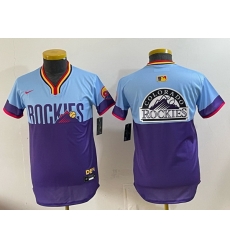 Youth Colorado Rockies Team Big Logo Purple Light Blue 2025 City Connect Limited Stitched Baseball Jersey