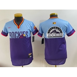 Youth Colorado Rockies Team Big Logo Purple Light Blue 2025 City Connect Limited Stitched Baseball Jersey