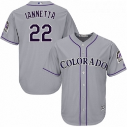 Youth Majestic Colorado Rockies 22 Chris Iannetta Replica Grey Road Cool Base MLB Jersey 