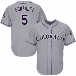 Youth Majestic Colorado Rockies 5 Carlos Gonzalez Authentic Grey Road Cool Base MLB Jersey