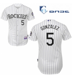 Youth Majestic Colorado Rockies 5 Carlos Gonzalez Replica White Home Cool Base MLB Jersey