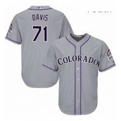 Youth Majestic Colorado Rockies 71 Wade Davis Replica Grey Road Cool Base MLB Jersey 