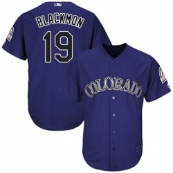 Youth Nike Colorado Rockies 19 Charlie Blackmon Purple Black Cool Base MLB Jersey