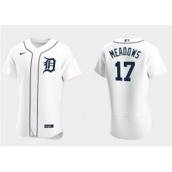 Men Detroit Tigers 17 Austin Meadows White Flex Base Stitched Jersey