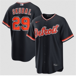 Men Detroit Tigers  29 Tarik Skubal Navy Alternate Stitched Baseball Jersey