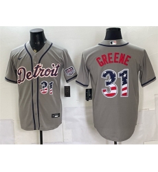 Men Detroit Tigers  31 Riley Greene Grey 2026 USA 250 Fourth of July Stitched Baseball Jersey