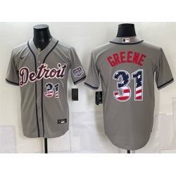 Men Detroit Tigers  31 Riley Greene Grey 2026 USA 250 Fourth of July Stitched Baseball Jersey