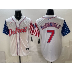 Men Detroit Tigers  7 Kevin McGonigle 2026 White USA Flag Vapor Premier Limited Stitched Baseball Jersey