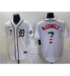 Men Detroit Tigers  7 Kevin McGonigle White 2026 USA 250 Fourth of July Stitched Baseball Jersey