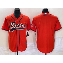 Men Detroit Tigers Blank Orange Cool Base Stitched Baseball Jersey