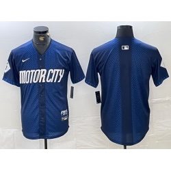 Men Detroit Tigers Team Big Logo 2024 Navy City Connect Cool Base Limited Stitched Jerseys 4