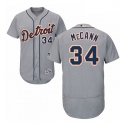 Mens Majestic Detroit Tigers 34 James McCann Grey Road Flex Base Authentic Collection MLB Jersey