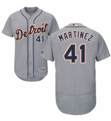 Mens Majestic Detroit Tigers 41 Victor Martinez Grey Road Flex Base Authentic Collection MLB Jersey