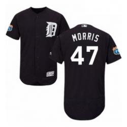 Mens Majestic Detroit Tigers 47 Jack Morris Navy Blue Alternate Flex Base Authentic Collection MLB Jersey