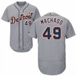 Mens Majestic Detroit Tigers 49 Dixon Machado Grey Road Flex Base Authentic Collection MLB Jersey