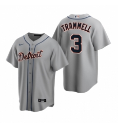 Mens Nike Detroit Tigers 3 Alan Trammell Gray Road Stitched Baseball Jerse