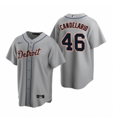 Mens Nike Detroit Tigers 46 Jeimer Candelario Gray Road Stitched Baseball Jersey