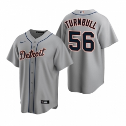 Mens Nike Detroit Tigers 56 Spencer Turnbull Gray Road Stitched Baseball Jersey