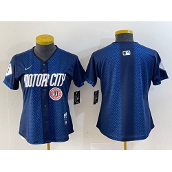 Women Detroit Tigers Blank 2024 Navy City Connect Cool Base Limited Stitched Baseball Jersey 2