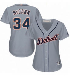 Womens Majestic Detroit Tigers 34 James McCann Authentic Grey Road Cool Base MLB Jersey